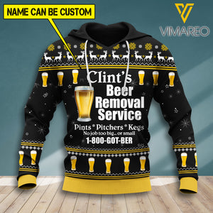 PERSONALIZED BEER REMOVAL SERVICE 3D PRINTED HOODIE CHRISTMAS