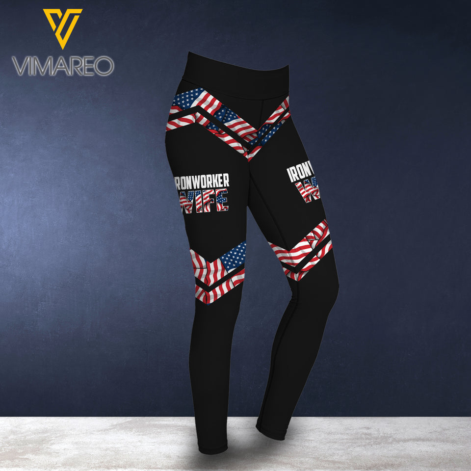 AMERICAN IRONWORKER WIFE  CRISS-CROSS TANK TOP LEGGING