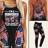 AMERICAN IRONWORKER WIFE  CRISS-CROSS TANK TOP LEGGING