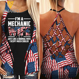 AMERICAN MECHANIC WIFE  CRISS-CROSS TANK TOP LEGGING