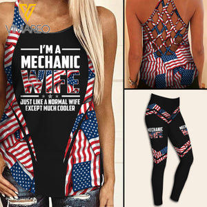 AMERICAN MECHANIC WIFE  CRISS-CROSS TANK TOP LEGGING