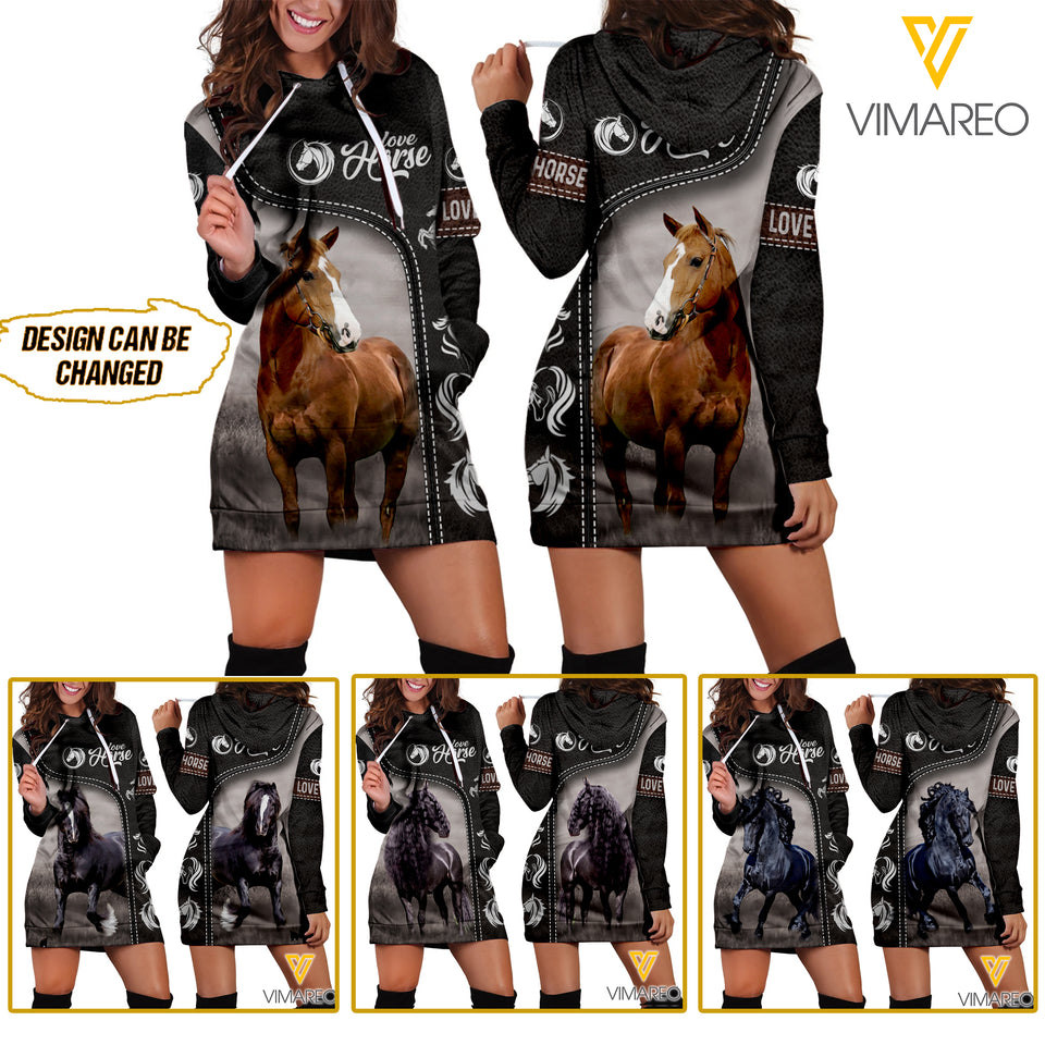 CUSTOMIZED HORSE 3D PRINTED HOODIE DRESS TNTQ1106