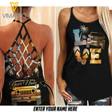 JEEP AND FLIP FLOP GIRL CRISS-CROSS TANK TOP SKULL