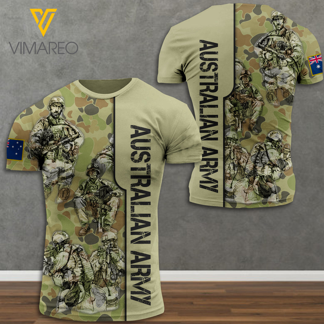 AUSTRALIAN ARMY CAMO T SHIRT 3D PRINTED