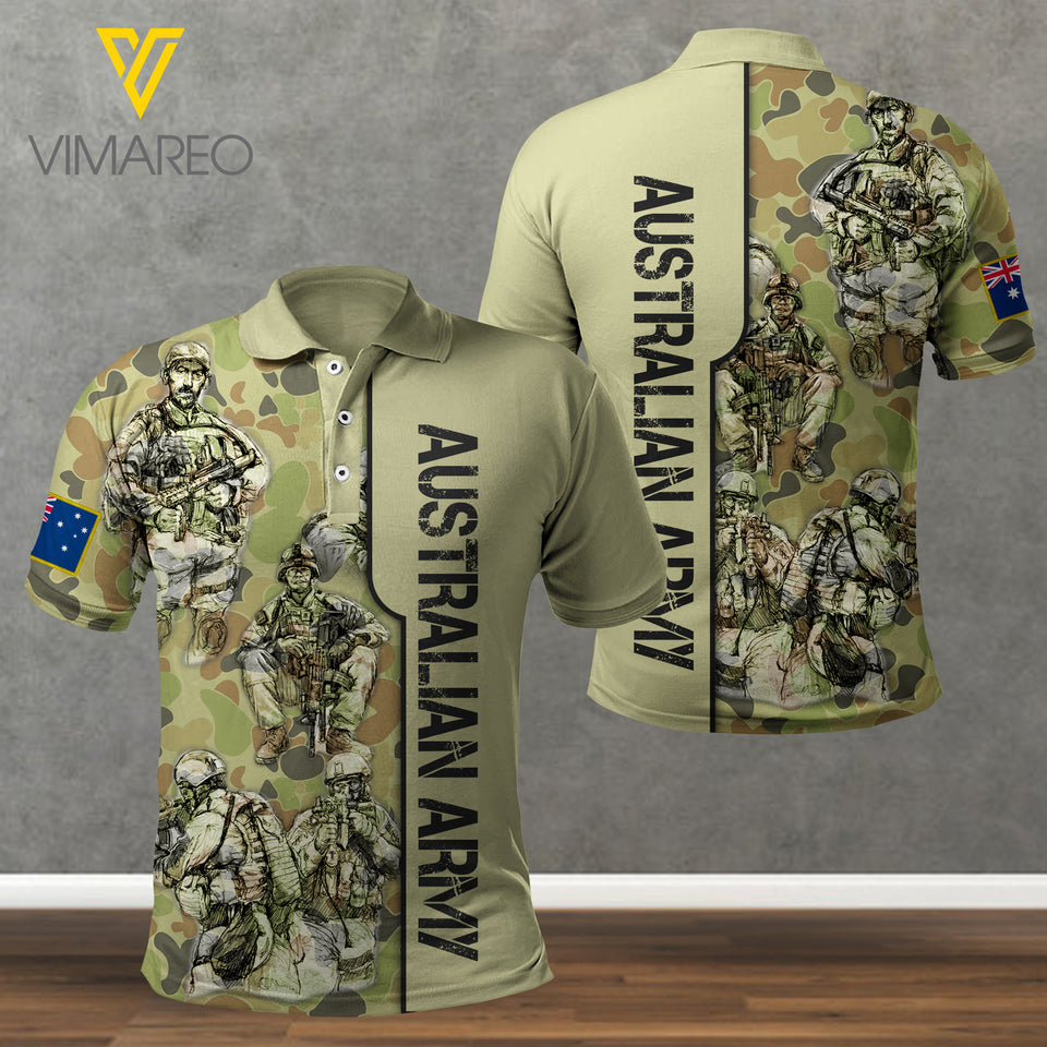AUSTRALIAN ARMY CAMO POLO SHIRT 3D PRINTED