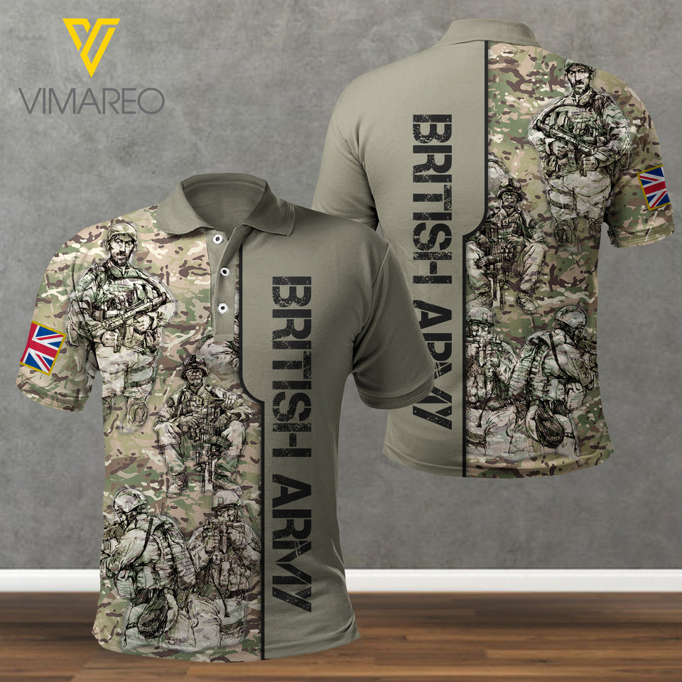 BRITISH ARMY CAMO POLO SHIRT 3D PRINTED