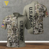 US ARMY CAMO POLO SHIRT 3D PRINTED