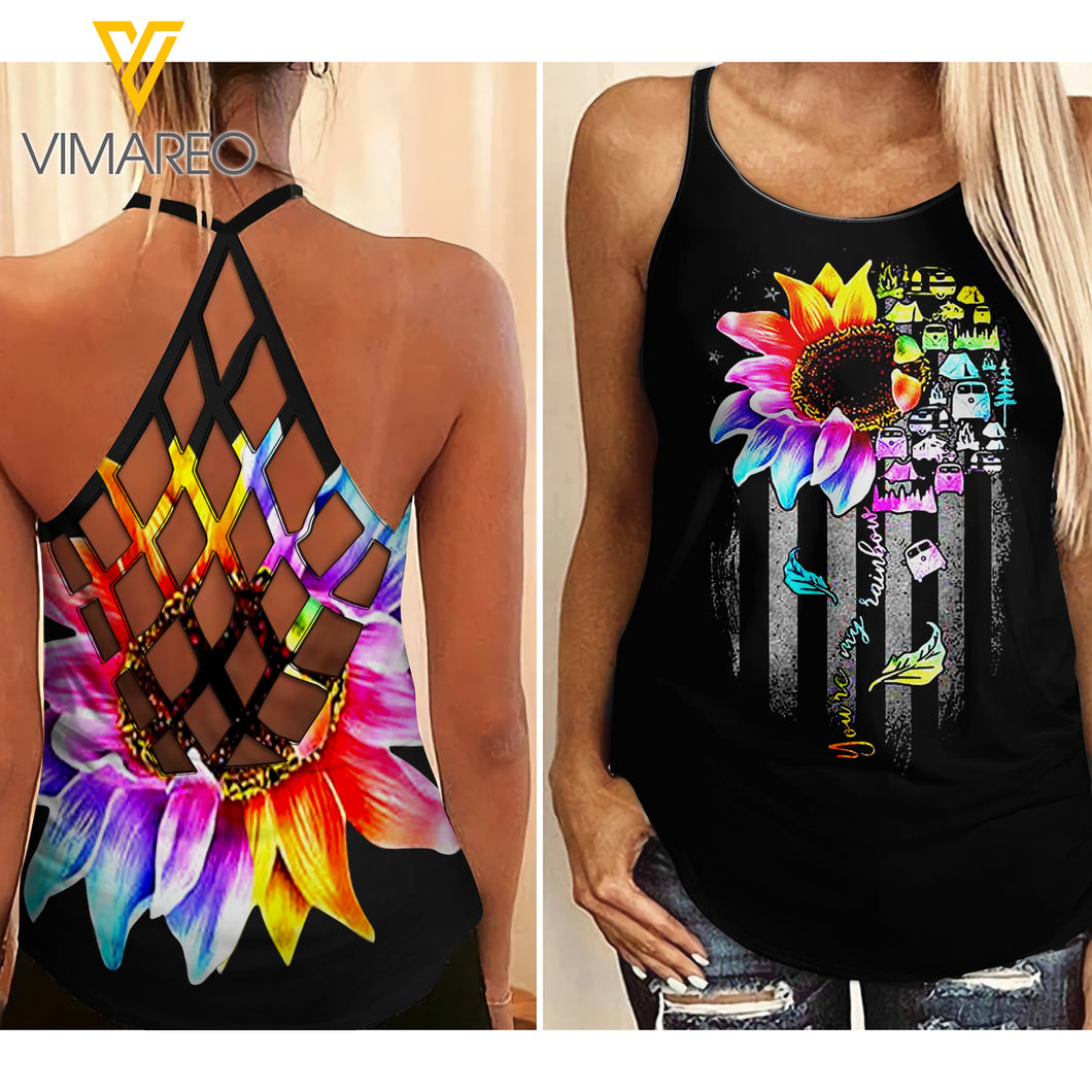 CAMPING RAINBOW CRISS-CROSS TANK TOP SUNFLOWER