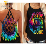 SWIMMING GIRL CRISS-CROSS TANK TOP SUNFLOWER TIE DYE