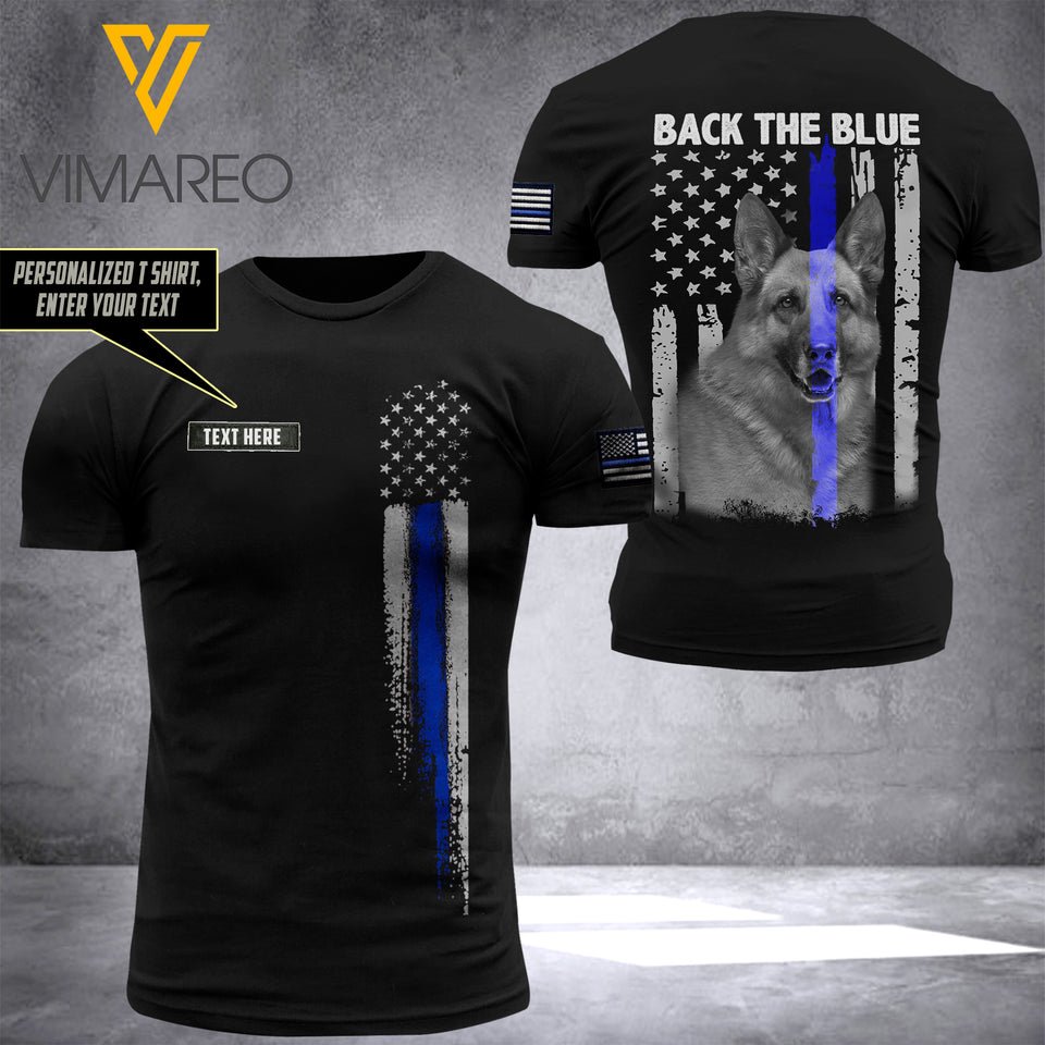 CUSTOMIZED BACK THE BLUE GERMAN SHEPHERD T SHIRT 3D PRINTED