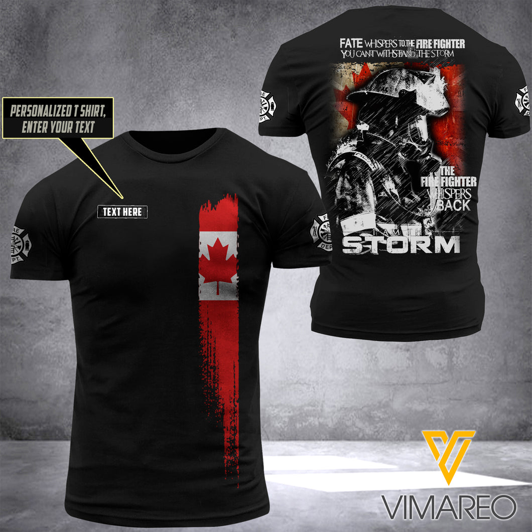 CUSTOMIZED CANADIAN FIREFIGHTER STORM T SHIRT 3D PRINTED