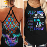 JEEP GIRL SKULL CRISS-CROSS TANK TOP TNDT0109