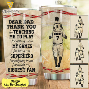DAD BASEBALL WITH PERSONALIZED KIDS TUMBLER TNDT1707