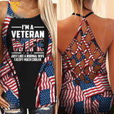 AMERICAN VETERAN WIFE  CRISS-CROSS TANK TOP LEGGING