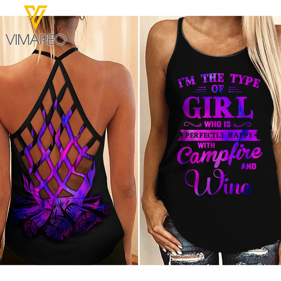 CAMPFIRE AND WINE GIRL CRISS-CROSS TANK TOP