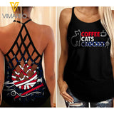 COFFEE CATS AND CROCHET CRISS-CROSS TANK TOP