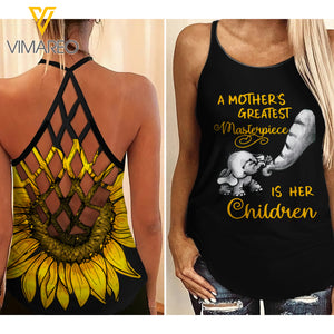MOM ELEPHANT CRISS-CROSS OPEN BACK CAMISOLE TANK TOP MOTHER'S DAY