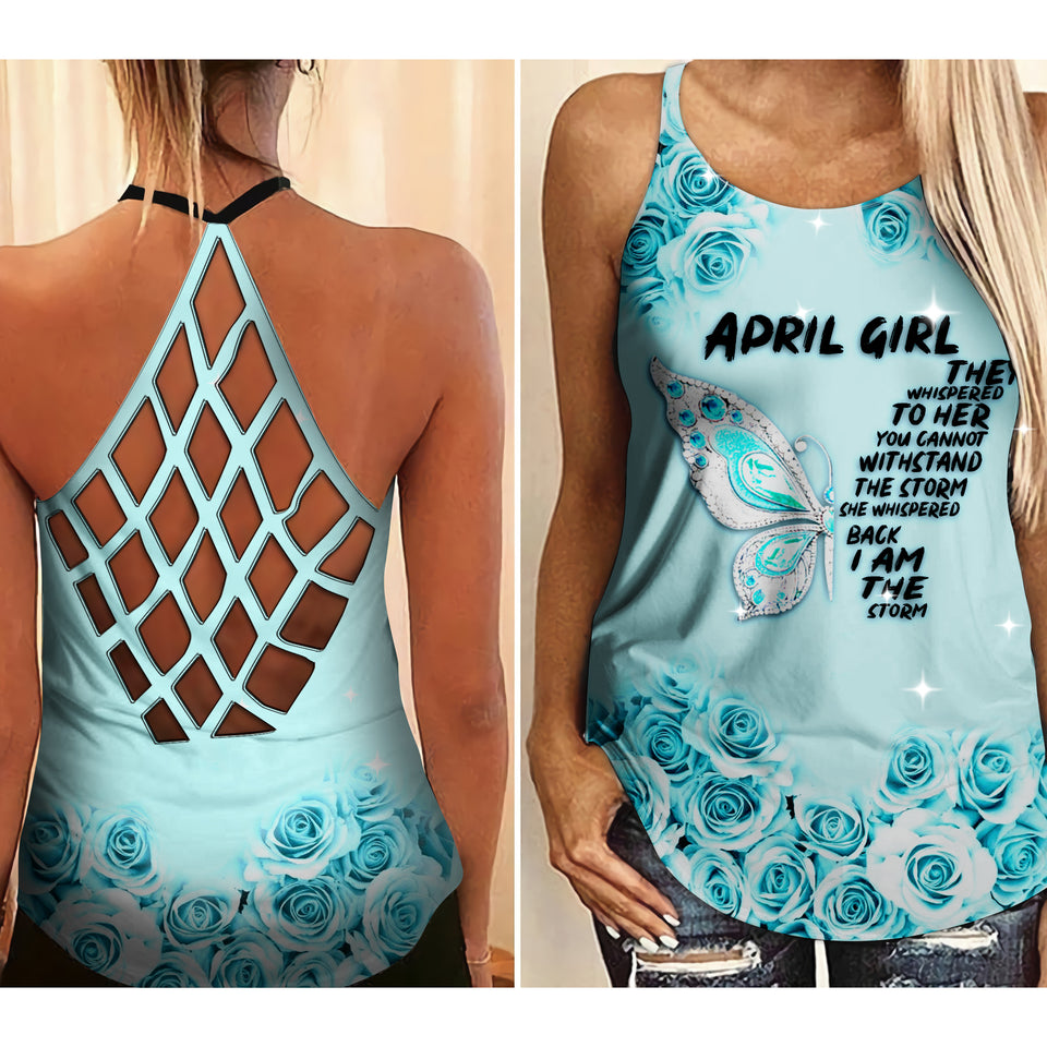 PHN April Girl Criss-Cross Open Back Camisole Tank Top Legging MAR-MD22