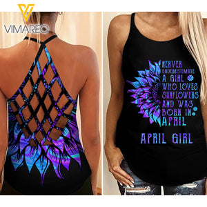April Girl Criss-Cross Open Back Camisole Tank Top 1603NGBD