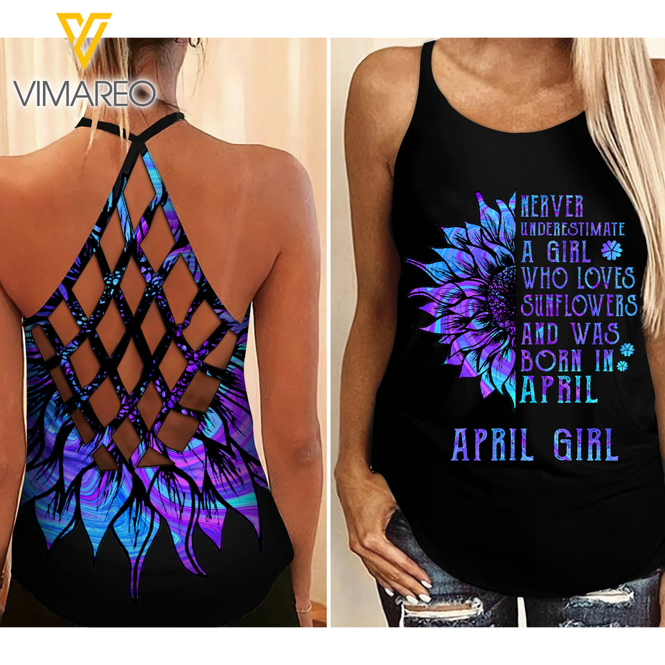 April Girl Criss-Cross Open Back Camisole Tank Top 1603NGBD