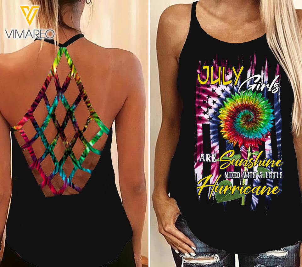 July Girls With Sunshine Criss-Cross Open Back Camisole Tank Top VMYY