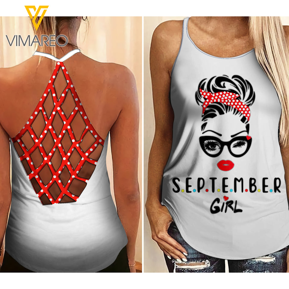 September Girl Criss-Cross Open Back Camisole Tank Top 1603NGBD