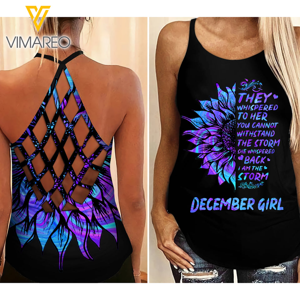 December Girl Criss-Cross Open Back Camisole Tank Top 1303NGBD