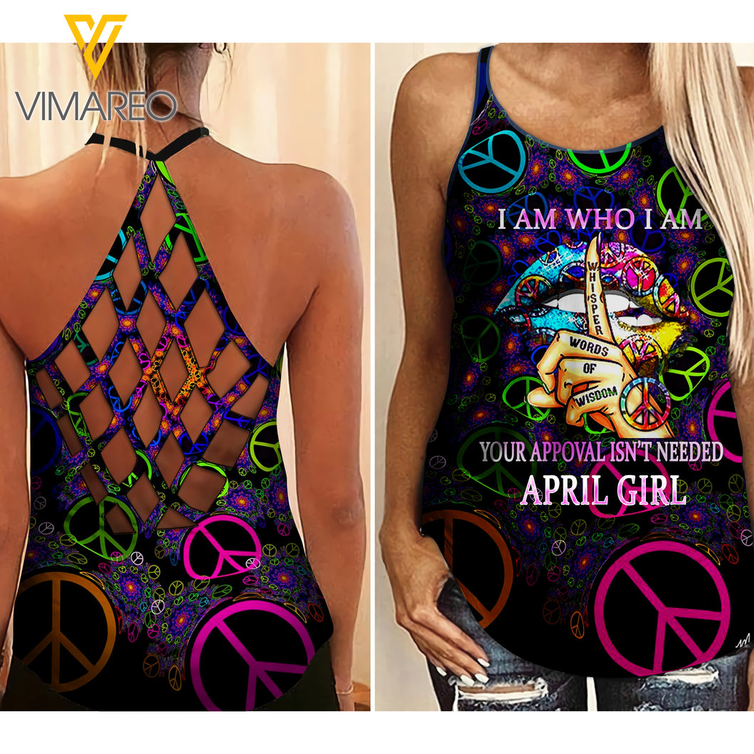 April Girl Criss-Cross Open Back Camisole Tank Top 2203NGBD