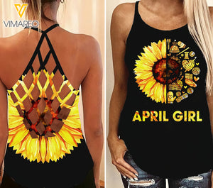 April Crochet and Knitting Girl Criss-Cross Open Back Camisole Tank Top