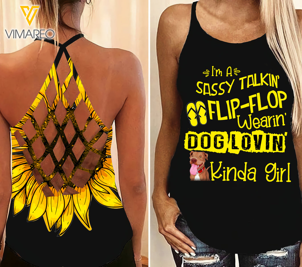 Puppies Girl Criss-Cross Open Back Camisole Tank Top ZD1903