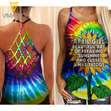 April girl beautyful ray of freaking sunshune Criss-Cross Open Back Camisole Tank Top Legging