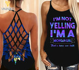 Michigan GIRL Criss-Cross Open Back Camisole Tank Top tl133