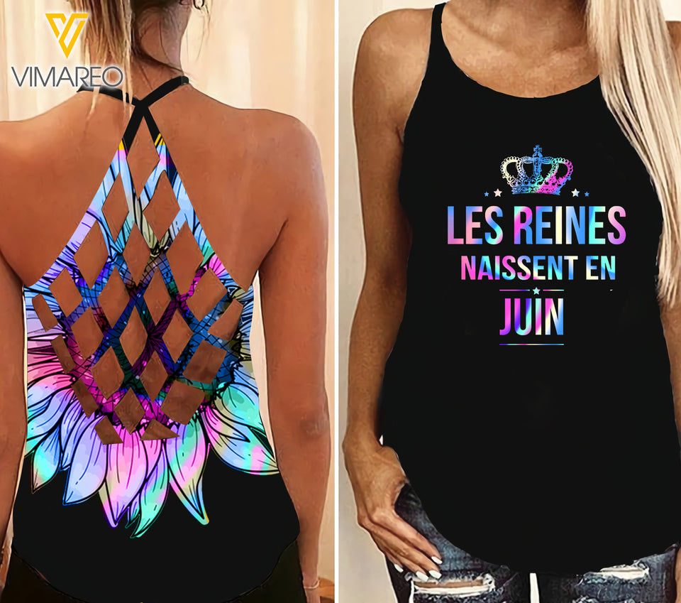 PHN June Girl Criss-Cross Open Back Camisole Tank Top Legging MAR-MQ25