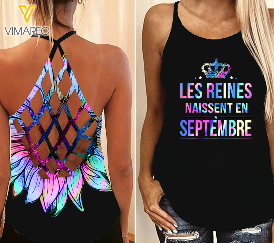 PHN September Girl Criss-Cross Open Back Camisole Tank Top Legging MAR-MQ25