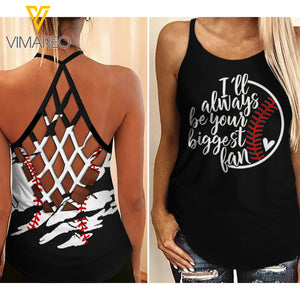 BASEBALL FANS CRISS-CROSS OPEN BACK CAMISOLE TANK TOP