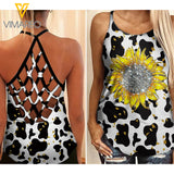 Sunflower Leopard Criss-Cross Open Back Camisole Tank Top KBG