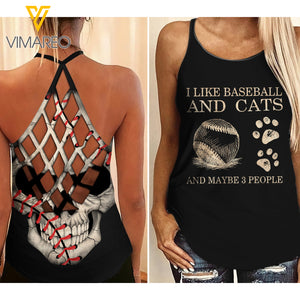 KHMD BASEBALL AND CATS Criss-Cross Tank Top 2906