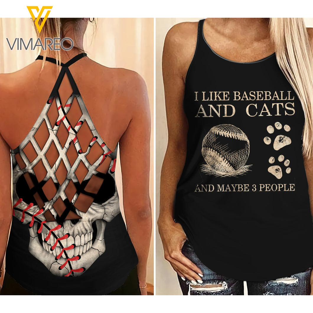KHMD BASEBALL AND CATS Criss-Cross Tank Top 2906