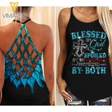 WIFE Criss-Cross Open Back Camisole Tank Top BLESSED
