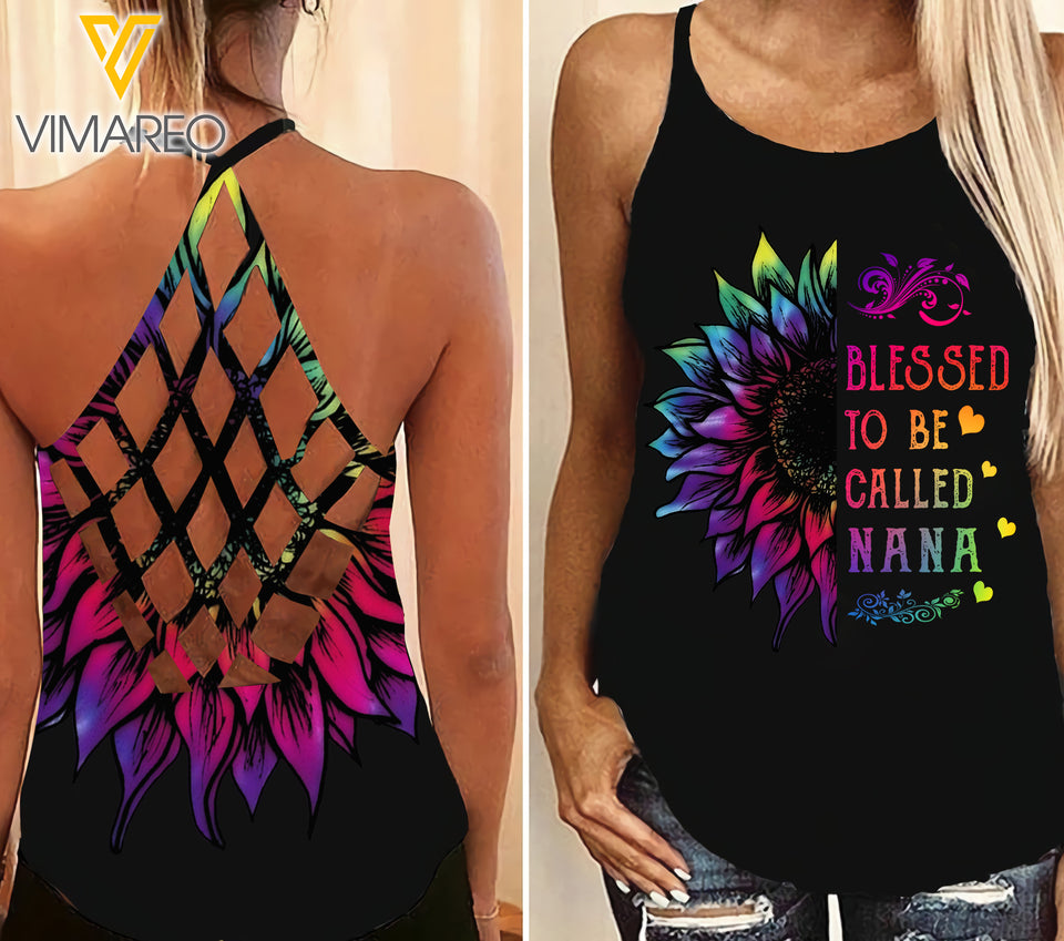 Nana Mother's day Criss-Cross Open Back Camisole Tank Top 1304NGBD