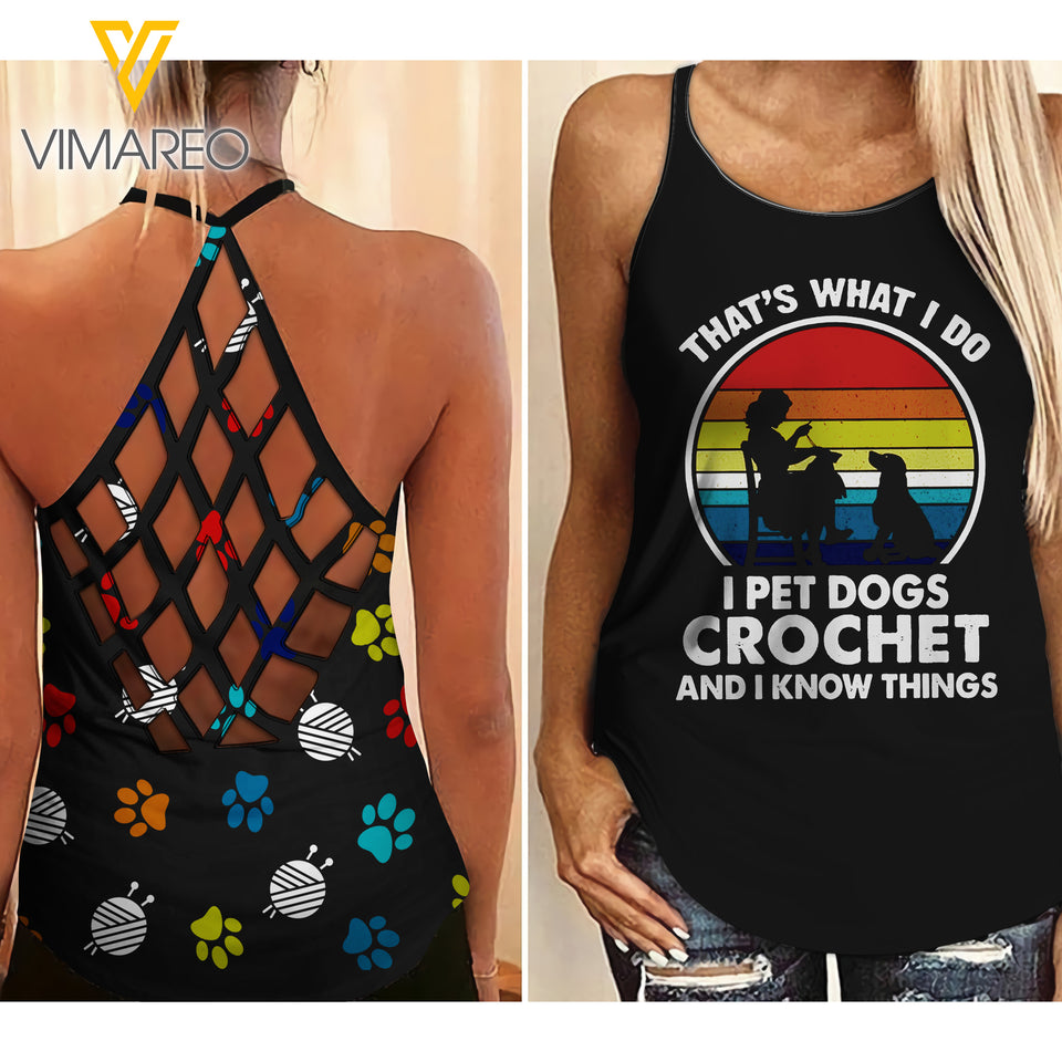 CROCHET AND DOGS CROSS-CRISS TANK SUNFLOWER