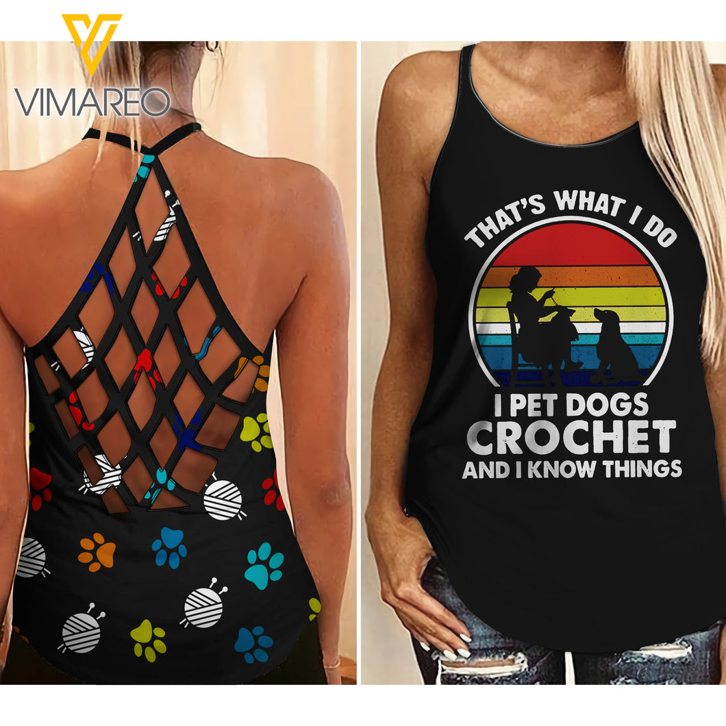 CROCHET AND DOGS CROSS-CRISS TANK SUNFLOWER