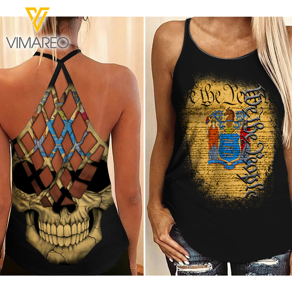 WE THE PEOPLE NEW JERSEY CRISS-CROSS OPEN BACK CAMISOLE TANK TOP