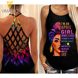 APRIL GIRL SUNFLOWER CRISS-CROSS TANK TOP