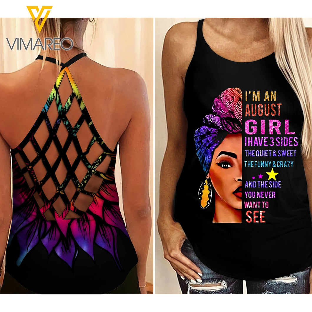 AUGUST GIRL SUNFLOWER CRISS-CROSS TANK TOP