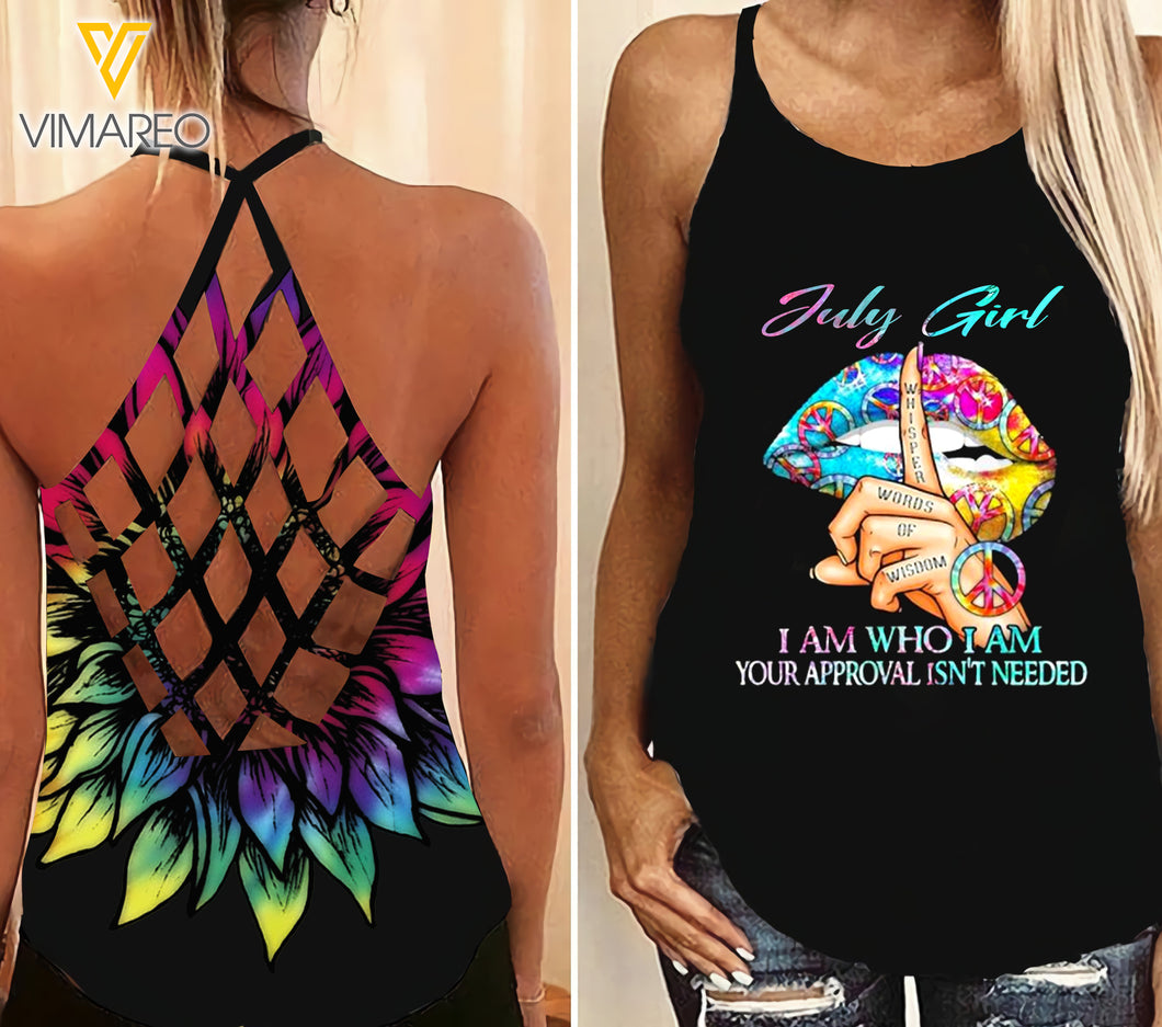 July Girl Criss-Cross Open Back Camisole Tank Top ZD2403
