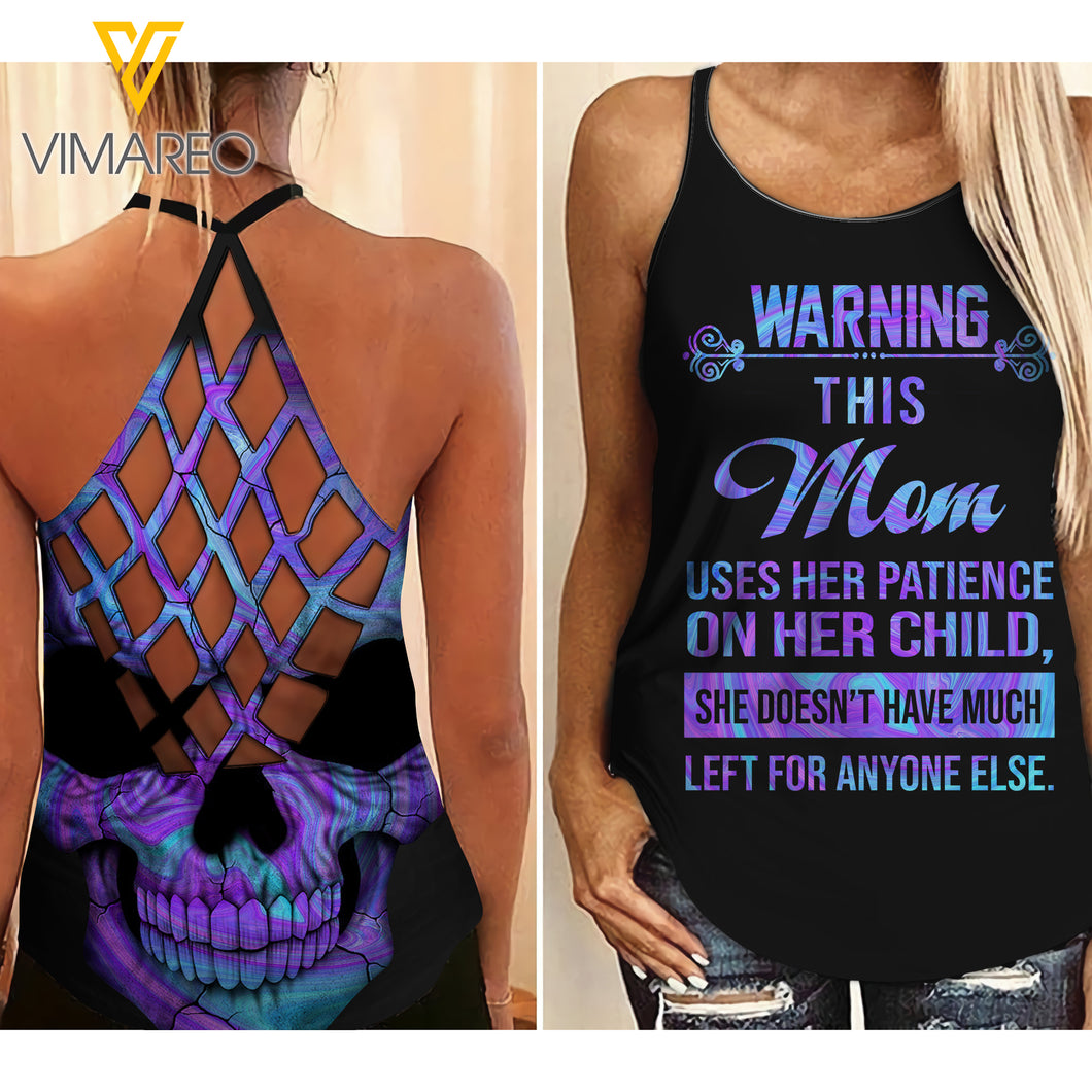 Mom GIRL Criss-Cross Open Back Camisole Tank Top warning