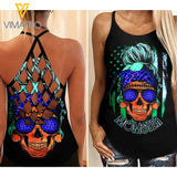 Momster girl Criss-Cross Open Back Camisole Tank Top 2406D