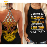 KHMD ALCOHOLIC Girl Criss-Cross Tank Top