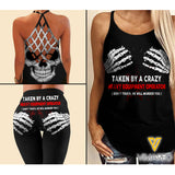 Taken by a crazy heavy equipment Criss-Cross Open Back Camisole Tank Top Legging